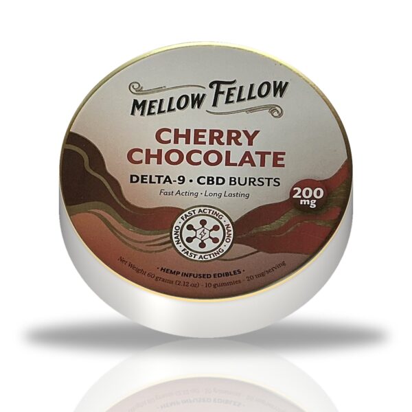 Mellow Fellow Delta-9 CBD Bursts 200MG gummies tin — Cherry Chocolate