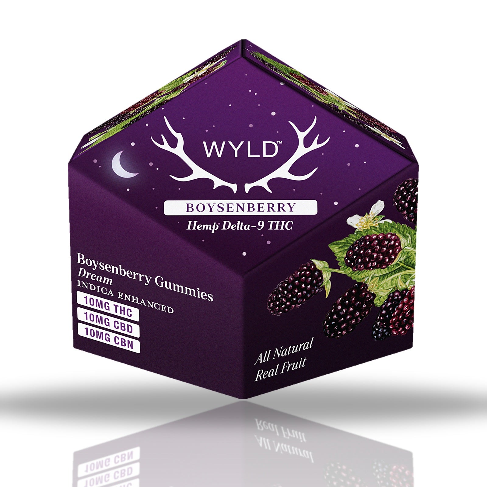 Wyld Delta-9 THC gummies 10ct box, 100MG per package — Boysenberry (Dream)