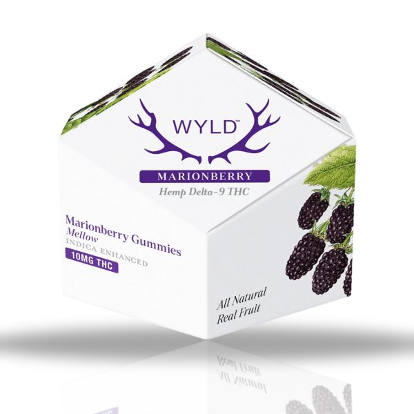 Wyld Delta-9 THC gummies 10ct box, 100MG per package — Marionberry (Mellow)