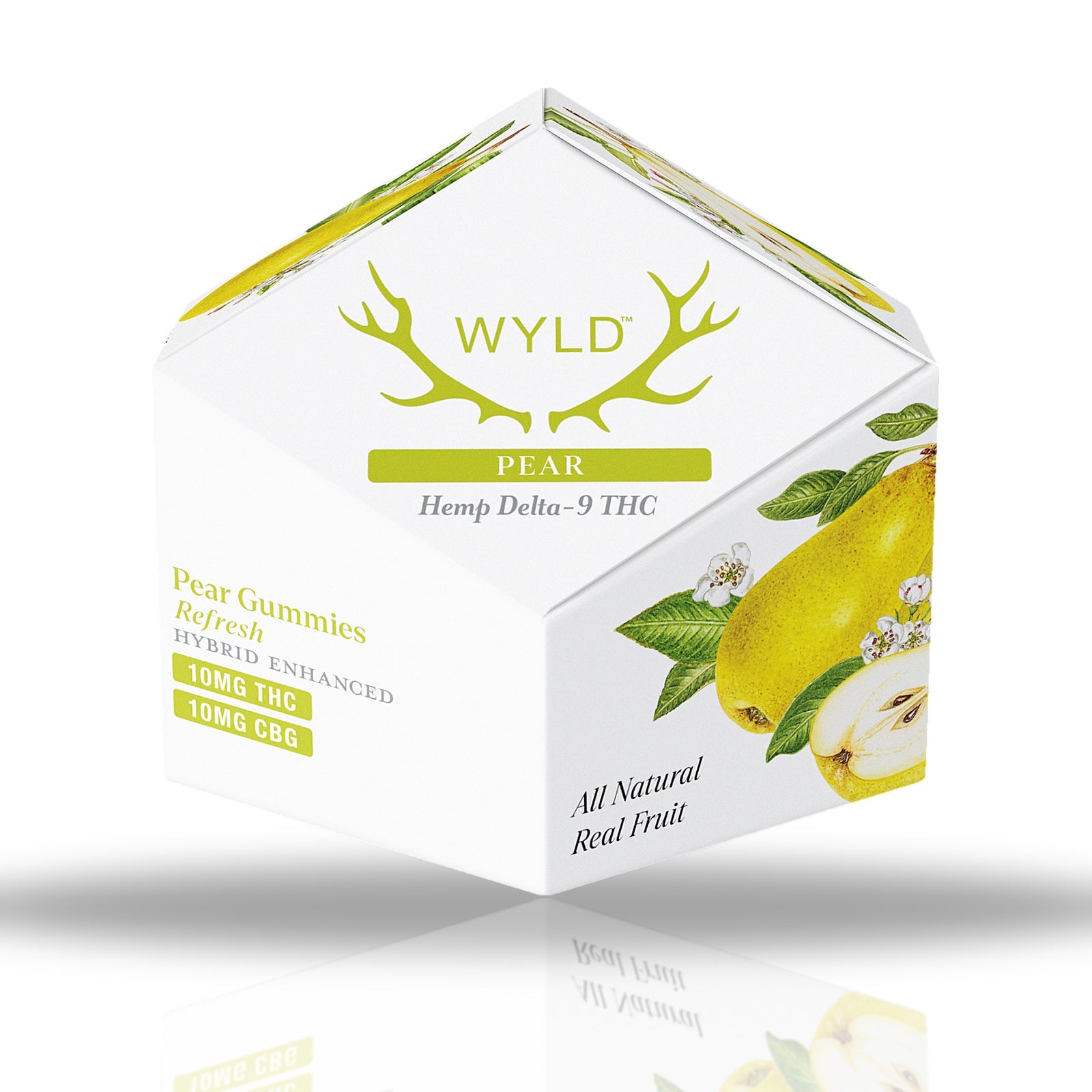 Wyld Delta-9 THC gummies 10ct box, 100MG per package — Pear (Refresh)