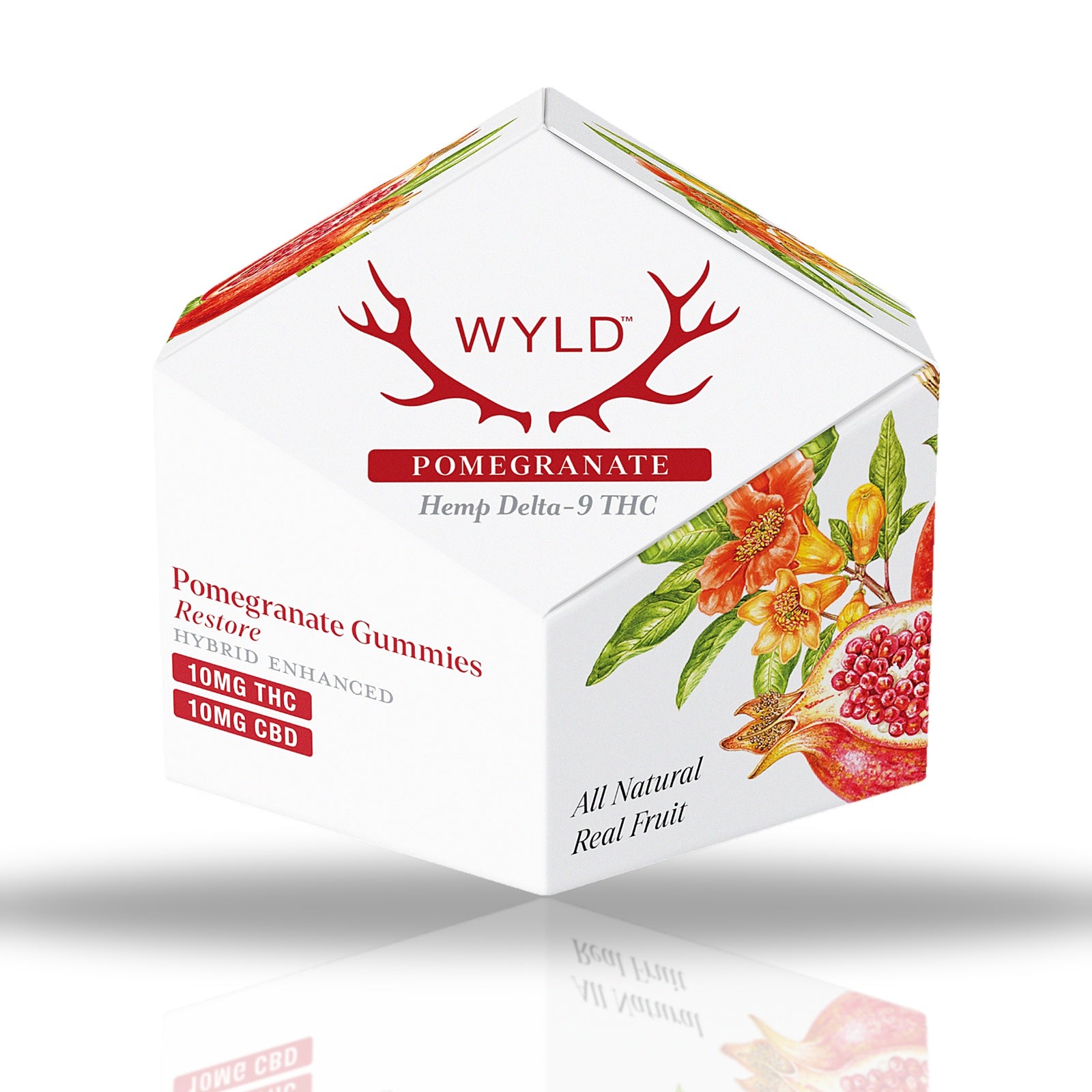 Wyld Delta-9 THC gummies 10ct box, 100MG per package — Pomegranate (Restore)