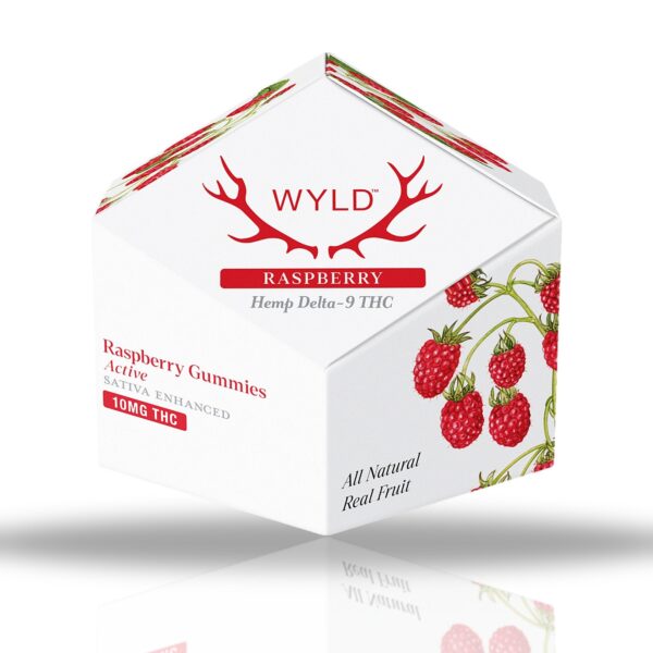 Wyld Delta-9 THC gummies 10ct box, 100MG per package — Raspberry (Active)