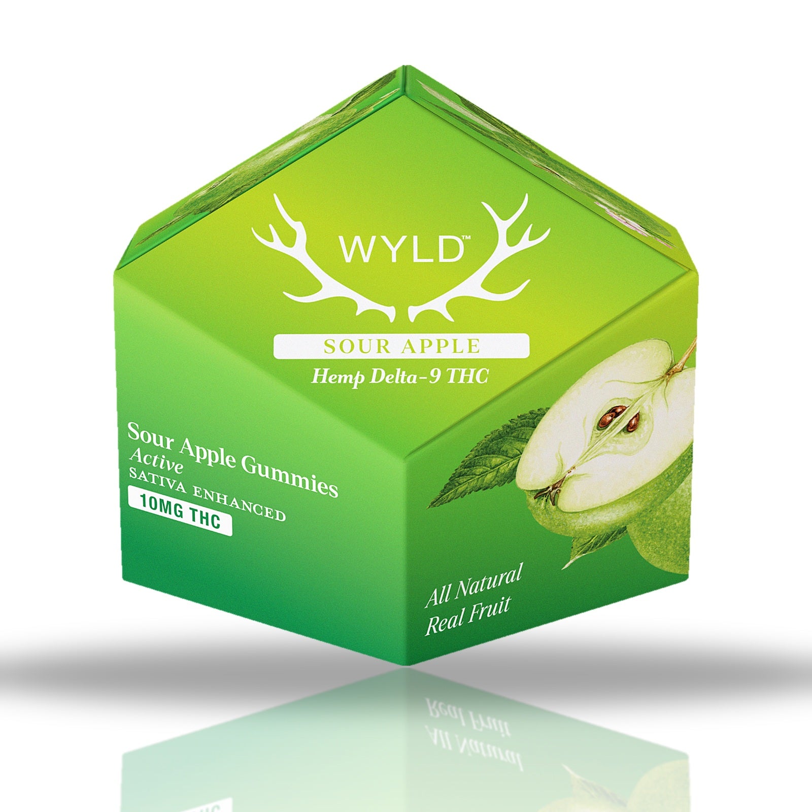 Wyld Delta-9 THC gummies 10ct box, 100MG per package — Sour Apple (Active)