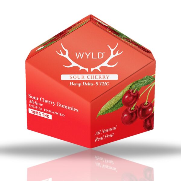 Wyld Delta-9 THC gummies 10ct box, 100MG per package — Sour Cherry (Mellow)