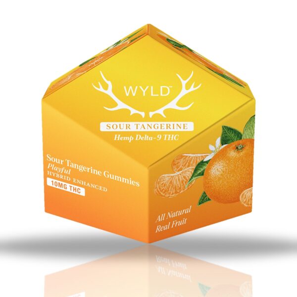 Wyld Delta-9 THC gummies 10ct box, 100MG per package — Sour Tangerine (Playful)