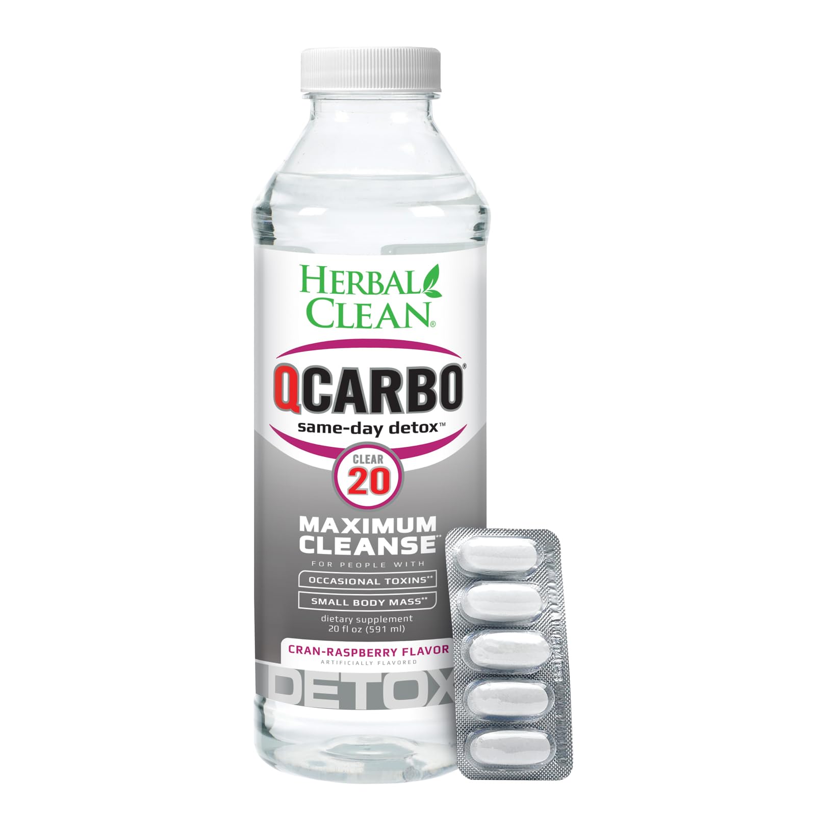 Herbal Clean QCarbo Same Day Detox + 5 Puritex Cleansing Tablets
