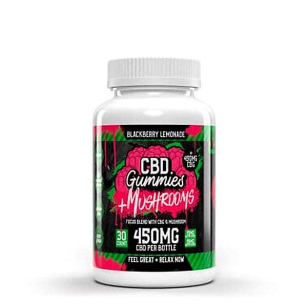 CBD Gummies + Mushrooms 450 MG Blackberry Lemonade
