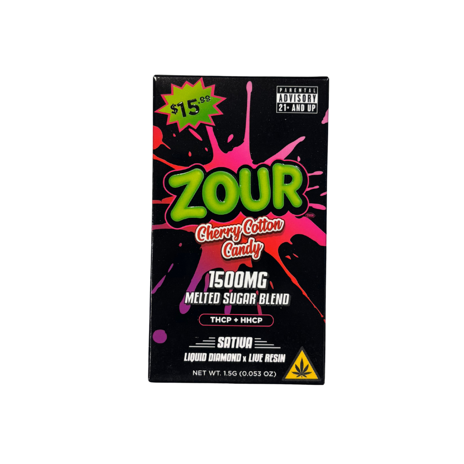 Zour THCP+HHCP Liquid Diamond x Live Resin 1.5G Melted Sugar Blend Disposable - image 2