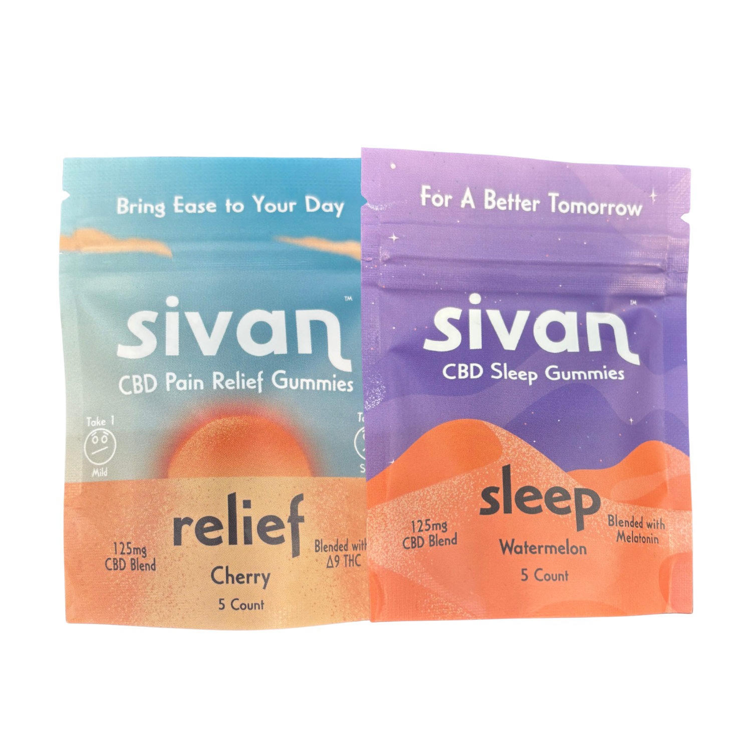 Sivan CBD Gummies 5ct Pack (Pain Relief Cherry / Sleep Watermelon)