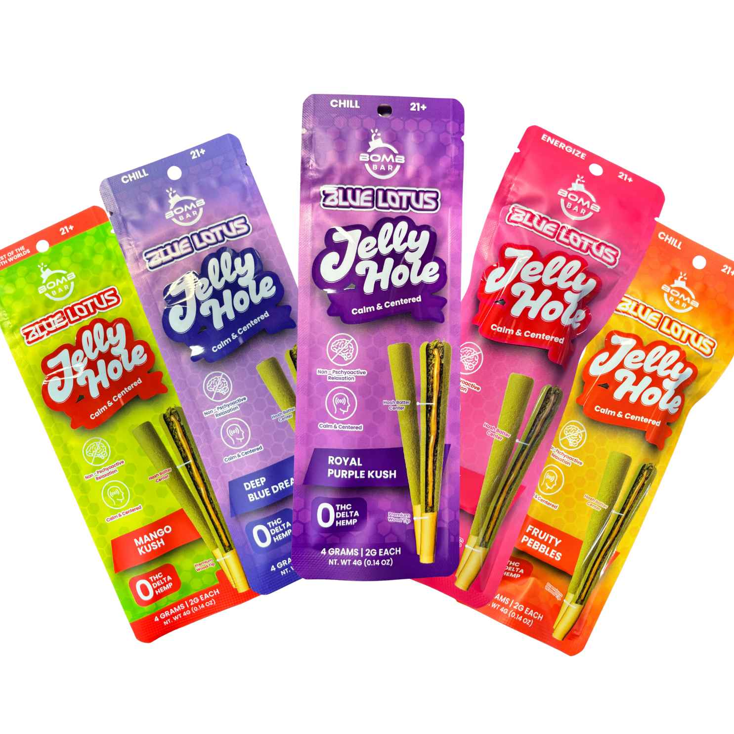 Bomb Bar Blue Lotus Jelly Hole 2 Prerolls (2g each)