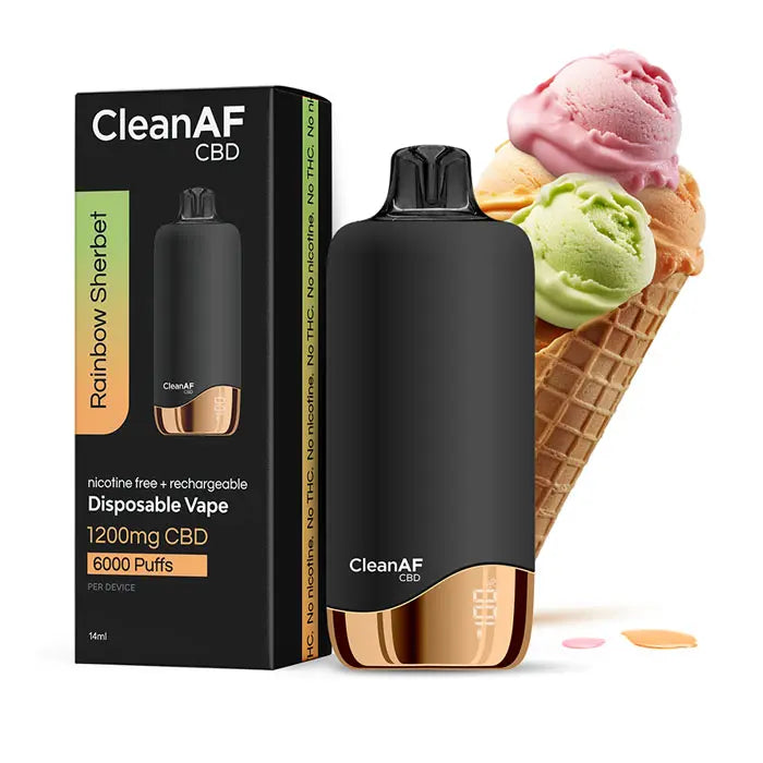 CleanAF CBD Disposable Vape 1200mg CBD nicotine free + rechargeable