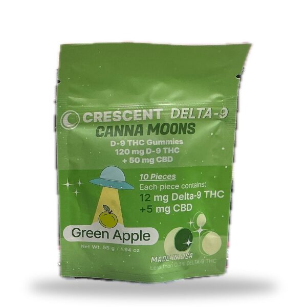 Crescent Canna Moons 120MG 10ct - Green Apple pouch