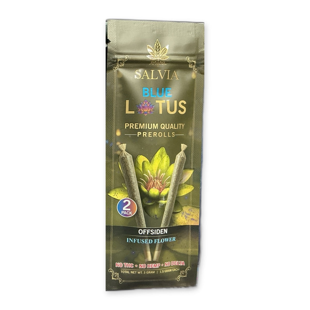 Salvia Blue Lotus Premium Quality Prerolls Offsiden 2 pack pouch