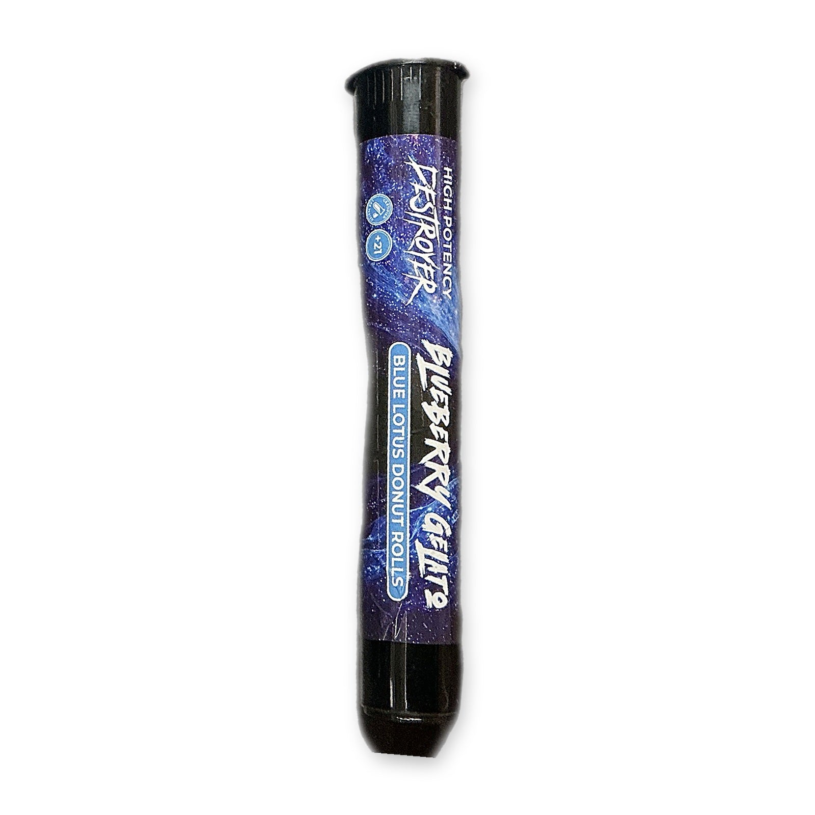 High Potency Destroyer Blue Lotus Donut Roll Blueberry Gelato 2g pre-roll tube
