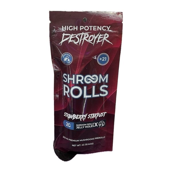 High Potency Destroyer Shroom Rolls mushroom pre-rolls 2ct pouch, Strawberry Stardust
