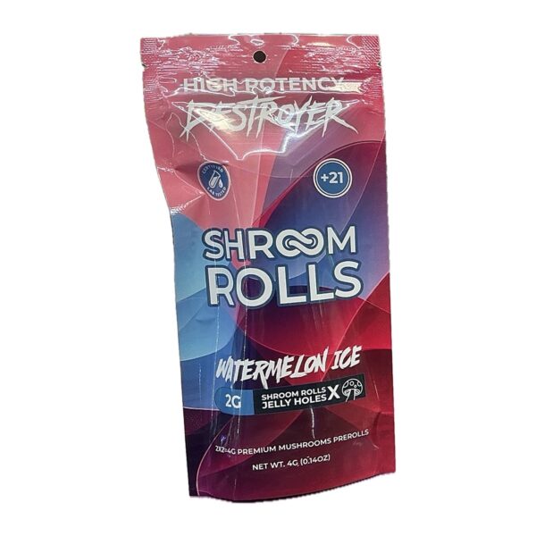 High Potency Destroyer Shroom Rolls mushroom pre-rolls 2ct pouch, Watermelon Ice