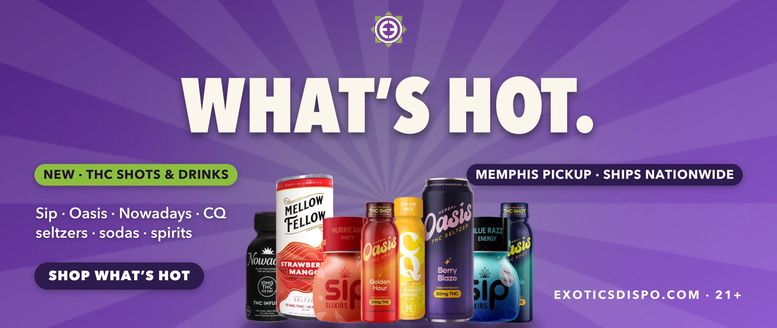 What's hot at Exotics Dispo - new THC shots and drinks in stock now