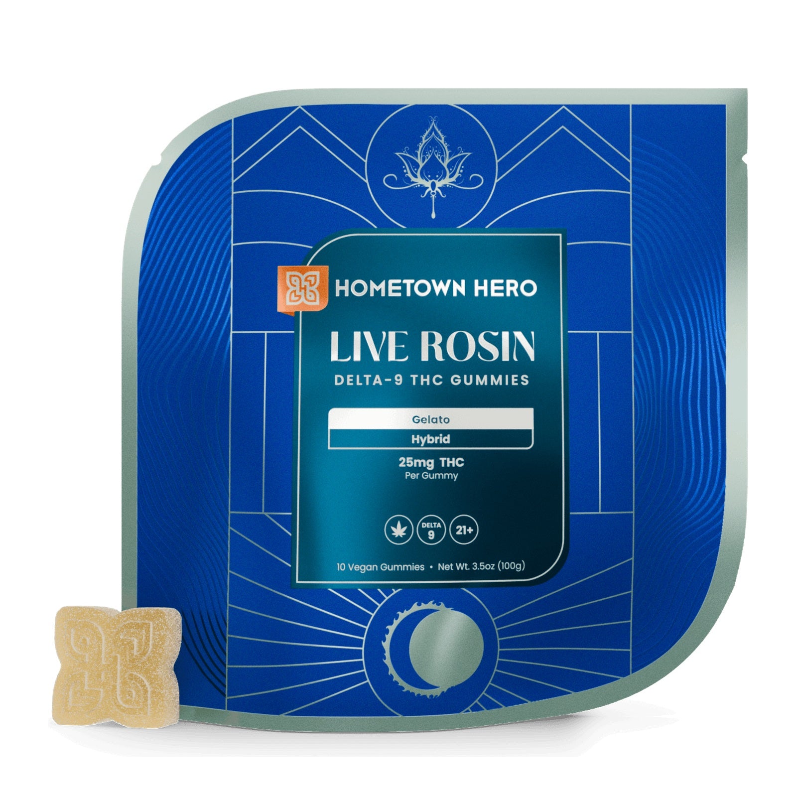 Hometown Hero Live Rosin Delta-9 THC Gummies 250MG 10ct - Gelato (Hybrid)