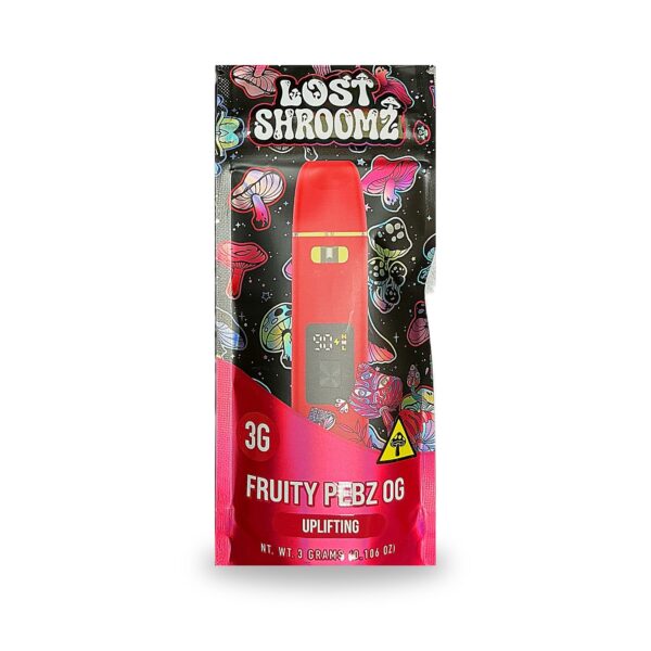 Lost Shroomz 3G mushroom disposable pouch, Fruity Pebz OG (Uplifting)