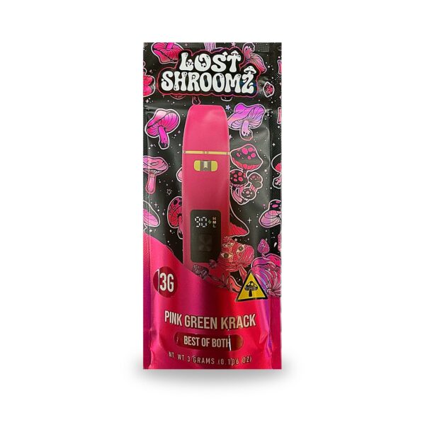 Lost Shroomz 3G mushroom disposable pouch, Pink Green Krack (Best of Both)