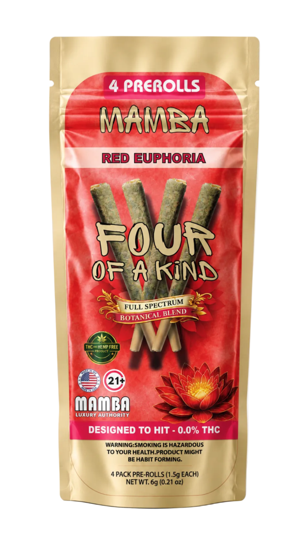 Mamba Four Of A Kind Red Euphoria botanical pre-rolls 4ct pouch