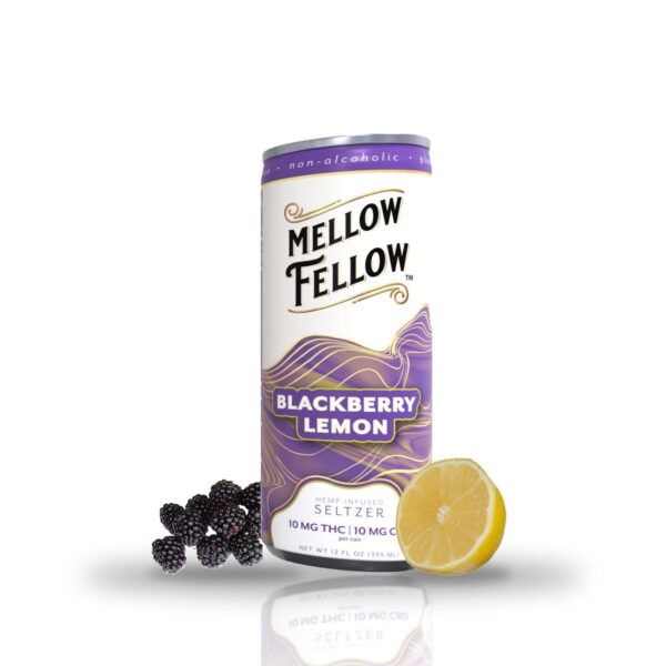 Blackberry Lemon — can with fruit — Mellow Fellow THC Seltzer 10MG THC + 10MG CBD | 12oz with fruit